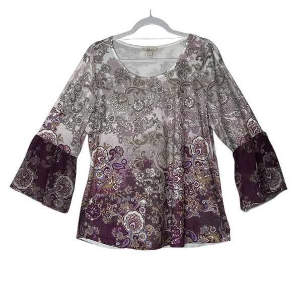 Style & Co‎ Blouse Women Large Shirt Pull Over Flower Stretch Boho Bohemian New - Picture 1 of 8